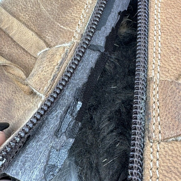 Mod Brev Women's 39‎ Boot Genuine Italian Leather Fur Lined Long Square Toed Y2K - Picture 12 of 14